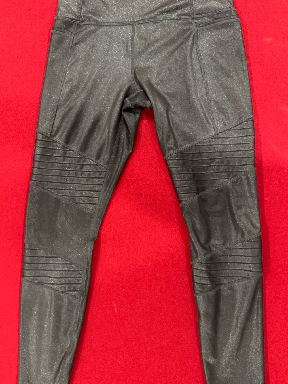 ATHLETA Black Moto-Detail Leggings